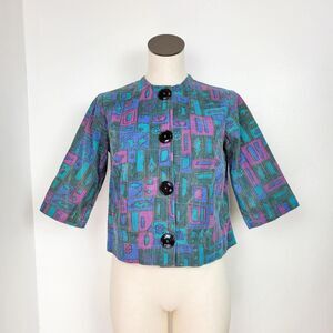 Vintage 1960s Colorful Printed Cropped Jacket